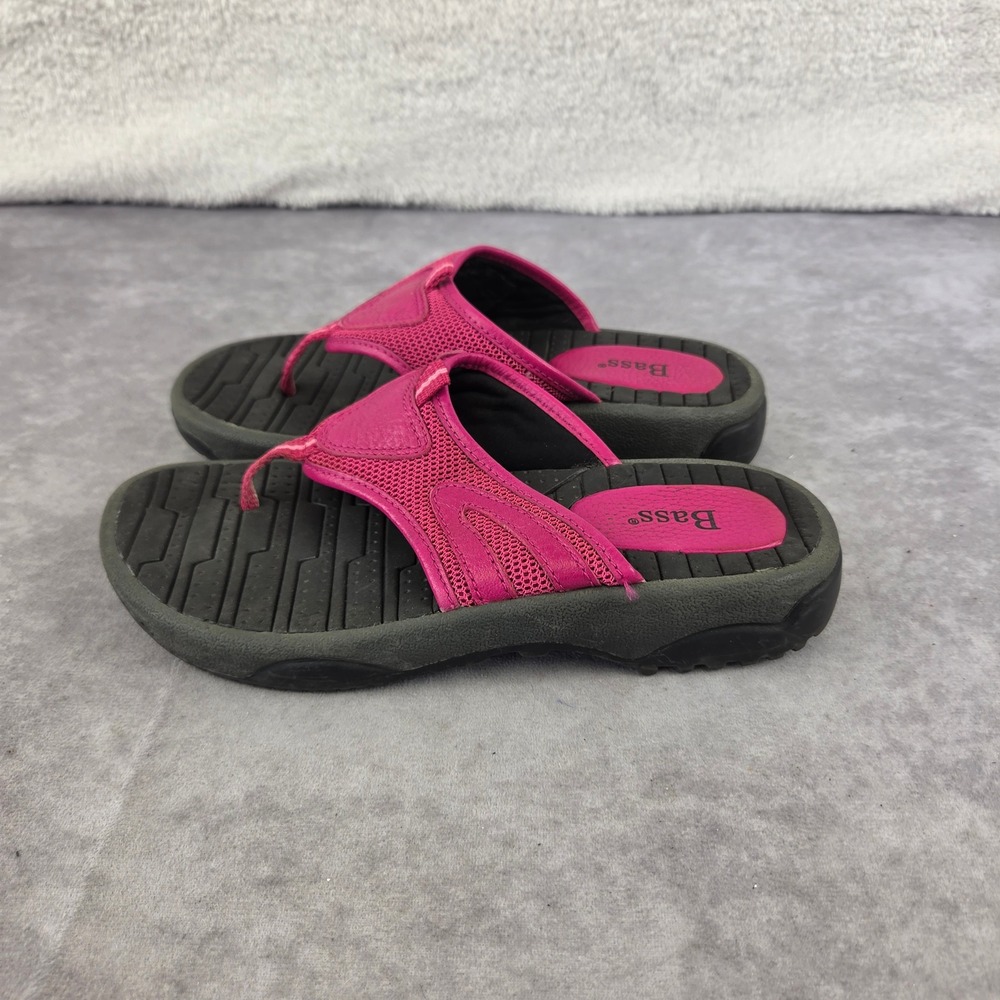 Bass Womens Pink Mesh Leather Thong Sandals Sporty Flip Flops S2575